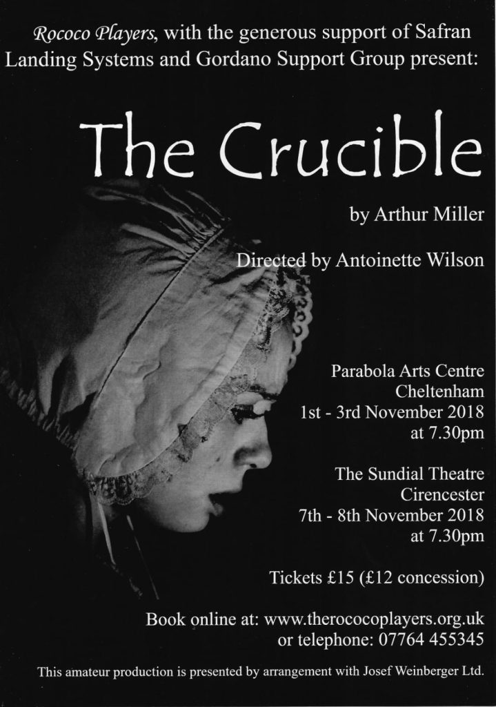 Play poster featuring the head of a young girl wearing a white bonnet